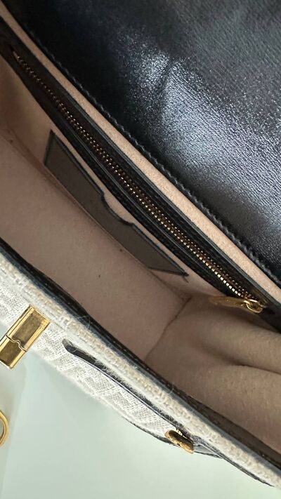 Balmain B-Buzz 23 top handle bag, natural and white monogram jacquard, photo 6