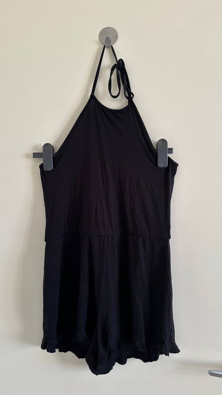 Black halter neck playsuit, photo 1