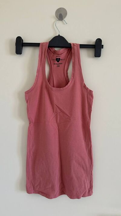Ribbed racerback mini dress, rose pink
